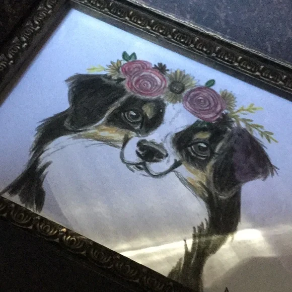 Artisan print artwork doggie floral pet cabin dog  mom lodge Aussie holiday gift - Picture 2 of 7